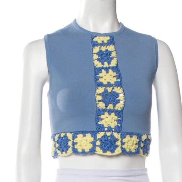 STAUD Tops - Staud crochet top blue size large